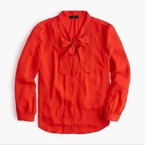 J. Crew Drapey Tie Neck Top Cerise